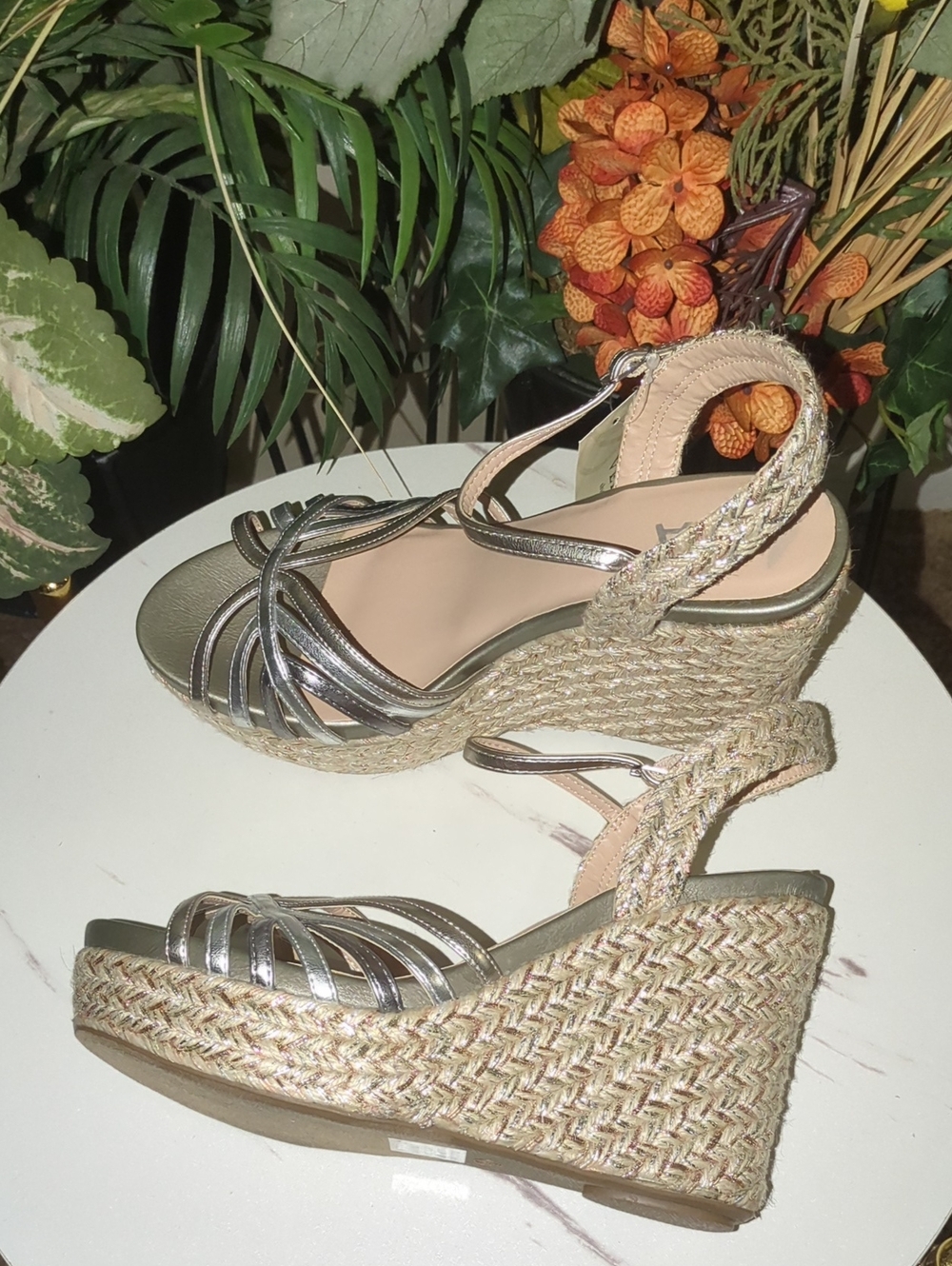 ❤️SALE❤️ MIA Silver Metallic Espadrille Wedge Sandals - Picture 8 of 10